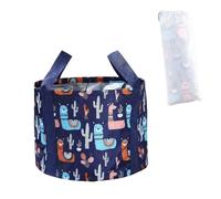 15L 10.6×7.1in Oxford Fabric Collapsible Foot Soaking Tub Portable Foot Bath Basin with Handles Navy Blue Folding Foot Spa Multi-Function Soak Bucket for Home Travel Camping