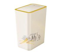 15L/10L Trash Can with Lid - Square Sealed Household Trash Can | Waterproof Trash Can Dust Bin with Lid, Garbage Bin for Bedroom Kitchen Bathroom Living Room, Cream White Coloured 33x22x15.5cm