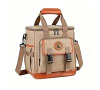 15l 3-layer Insulated Cooler Lunch Bag, Leakproof With Shoulder Strap, Adjustable Buckle For Picnic Mat Storage, Side Hanging Ring For Expandable Storage, Compass Decor For Camping Travel