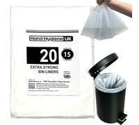 15L Bin Liners Extra Strong Dustbin Waste Bags For Round, Oval, Square & Rectangular Pedal Bins 15 Liter Bedroom Bathroom Office Hotels Garbage White Refuse Trash Rubbish Sacks 15 Litre - 20 Count