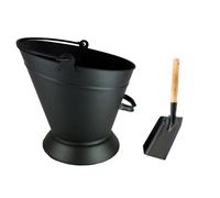 15L Black Waterloo Steel Coal Ash Scuttle Bucket With Shovel