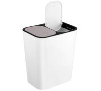 15L Dual Cartment Kitchen Trash Can - Plastic Recycling Bin with 2 Sects for Home & Office - Garba Container for Waste Sorting