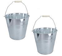 15L Galvanised Steel Metal Bucket Pail Water Coal Fire Greenhouse Garden Plants 2pc