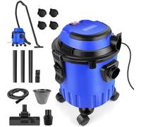 15L Industrial Wet Dry Vacuum Cleaner with 4 Caster Wheels, 2000W Motor Professional Electric Wet Dry Vac, Bagless, 19000pa Powerful Suction, Vacuum Dust Extractor for Home Floors Garage Car Cleaning