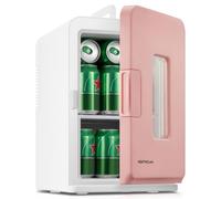 15L Mini Fridge for Bedroom，Hold 21 Cans,38dB Low Noise Small Fridge | Portable Cooler & Warmer Fridge with AC/DC 12V Power for Car, Camping & Travel, Skincare & Drinks Storage, Pink