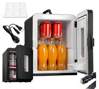 15L Mini Fridge for Bedroom，Hold 21 Cans,38dB Low Noise Small Fridge | Portable Cooler & Warmer Fridge with AC/DC 12V Power for Car, Camping & Travel, Skincare & Drinks Storage, Black