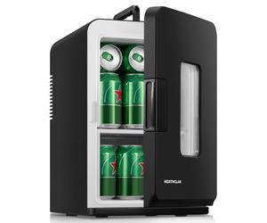 15L Mini Fridge for Bedroom，Hold 21 Cans,38dB Low Noise Small Fridge | Portable Cooler & Warmer Fridge with AC/DC 12V Power for Car, Camping & Travel, Skincare & Drinks Storage, Black