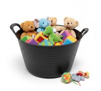 15L Plastic Flexi Tub Heavy-Duty Flexible Storage Bucket Black, Large Multi-Purpose Round Container for Garden, Laundry, and Home Use - Durable Plastic Tub