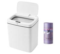 15L Sensor Bathroom Bin - Automatic Bathroom Trash Can with Lid Smart Touchless Sensor Dual-mode Opening, Small Rechargeable Slim Waterproof Trash Bin for Narrow Space with 30Pcs Trash Bag, White