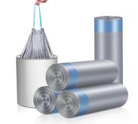 15L Small Trash Bags,Durable Drawstring Garbage Can Liners with Leak - Proof Design for Bathroom, Office & Home17.5" x 20" (75 Count)