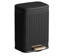 15L Square Plastic Trash Can with Lid Double Opening Pedal Bin Built-in Pressure Ring for Kitchen Bathroom Living Room Bedroom - Stylish Grey Waste Bin
