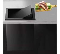 15L Square Recessed Trash Chute Built-in Countertop Waste Bin with Lid Embedded Garba Can for Kitchen Reurant Hotel - Black 29.5x19.5x35cm