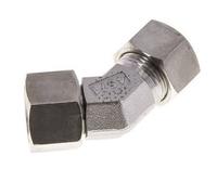15L Stainless Steel 45deg Elbow Cutting Fitting with Swivel 315 bar FKM O-ring Sealing Cone Adjustable ISO 8434-1