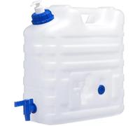 15L Water Storage Container with Tap and Soap Dispenser, HDPE Food-Safe Plastic, 39 x 37.5 x 17 cm