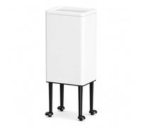 15L White Rolling Metal Trash Can - Slim Kitchen Bin on Wheels for Bathroom, Office & Living Room - Space-Saving Design for Easy Waste Disposal