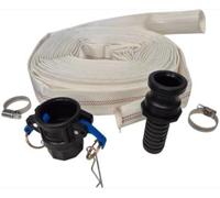 15M 1.25-Inch Lay Flat Lined Hose (8-24 BAR) with 2 Hose Clips + Camlock Type E + Cam Type D - Designed for efficient Water Transfer Applications.