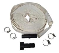 15M 1-Inch Lay Flat Lined Hose (8-24 BAR) with 2 Hose Clips + Repair Joiner + Female Thread Connector - Designed for efficient Water Transfer Applications.