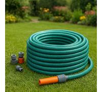 15M/20M/30M/50M Garden Hose Pipe PVC Water Spray Reinforced Heavy Duty Portable Outdoor Hosepipe + Fittings (50 Metre (164 Ft))