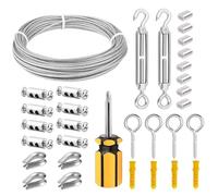15M/3mm 304 Stainless Steel Wire Rope Kit PVC Coated Turnbuckle Tensioner Garden Wire For Climbing Plants Fence