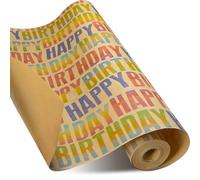 15m×43cm Roll of Birthday Gift Wrapping Paper Roll, Happy Birthday Colorful Kraft Wrapping Paper, Recyclable ECO Gift Perfect for Gift Wrap Boys Girls Men Women Birthdays Present Baby Shower Party