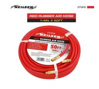 Neilsen CT1910 1/4in. x 50ft Rubber Air Hose - Flexible and Pliable, 1/4in. BSP Brass Fittings, 300 PSI Working Pressure, 900 PSI Burst Pressure