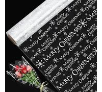 15m*80cm Merry Christmas Cellophane Wrapping Paper, QRTDXP Clear Cellophane Wrap for Hampers Large Xmas Gift Cellophane Wrapping Paper Roll-Roll is Folded In Half