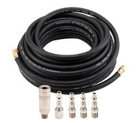 15m Air Compressor Hose Kit 9.5mm ID/15mm OD Heavy Duty Rubber Air Line with 5 Quick Release Fittings (1/4") 300PSI Pressure Rating