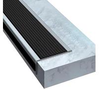 15M Bullnose Stair Anti Slip Nosing Self-Adhesive Vinyl Edging Strip,Non Slip Step Trim,PVC Rubber Angle Stair Edge Trim(50x25mm,Black with Grey)