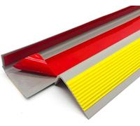 15M Bullnose Stair Anti Slip Nosing Self-Adhesive Vinyl Edging Strip,Non Slip Step Trim,PVC Rubber Angle Stair Edge Trim(50x25mm,Yellow with Grey)