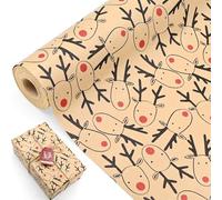15m Christmas Kraft Wrapping Paper Roll，DXTXTJ 43cm Recyclable Wrapping Paper,Wrapping Paper Christmas Bulk,Red Brown Gift Wrapping Paper for Xmas