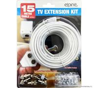 15M Coaxial Tv Extension Kit Aerial Cable Coax Lead Television Wire Plugs With 2 Way Splitter & Plugs Satellite Accessories