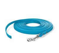 15m drag lead, dog lead, 1 carabiner, cyan-blue, extra narrow, dirt and water repellent