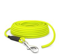 15m drag leash dogs, waterproof dog leash round leash without loop, safe free running training leash neon yellow, up to 35kg