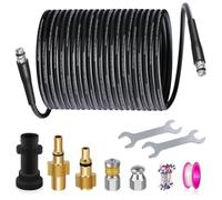 15M Drain Jetter Hose Kit for Karcher K2-K7 Pressure Washers 亮点：5800 PSI Sewer Cleaning Hose with Jet & Rotating Nozzles, 3 Adapters for Bosch AQT Lavor