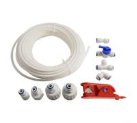 15m Fridge Water Line Connection Kit with Push Fit Fittings for Ice Maker and Dispenser Installation Including Tube and Clips