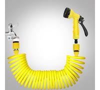 15M Garden Hose, Expandable Garden Coil with Multifunctional Spray Gun, Sturdy and Anti Twist, Suitable for Terrace Decks, Car Cleaning Lawns, and Garden Watering (Stretched to a Length of 15 Meters)