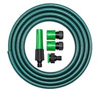 15m Garden Hose Pipe with 4 Piece Adapter Set - Heavy Duty Flexible PVC Water Hose with Spray Nozzle, Connectors & Tap Fitting for Garden Watering, Car Wash & Outdoor Cleaning