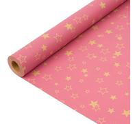 15M Gift Wrapping Paper Roll : Pink Paper with Star Pattern Recyclable Wrapping Paper for Christmas Birthday Wedding Gift Wrapping - 43cm x 15M