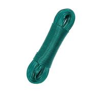 15M Green Colour Washing Clothes Line Rope, Heavy Duty PVC Coated with Steel Core Outdoor Clothesline Strong Durable Laundry Line Cord for Garden Balcony Camping Travel Indoor Outdoor Use