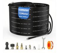 15m High Pressure Washer Drain Pipe Hose Cleaning Kit for Karcher K2-K7 | Compatible for Bosch AQT,Lavor,M22,Unblocker Sewer Jetter Kit, Rotating Jet Nozzle