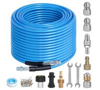 15M High Pressure Washer Hose Kit Compatible with Karcher K2-K7 Bosch Lavor Nilifisk Series Pressure Washer, 400Bar/5800PSI Sewer Jetting Hose Kit with 4 Adapters & 4 Nozzles, Kink Resistant