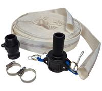 15M Lay Flat Hose 1.25" Kit L 8 Bar Working Pressure Camlock Type C & F Connectors 2 Hose Clips