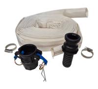 15M Lay Flat Hose 2" Kit H 8 Bar Working Pressure 24 Bar Burst Pressure Includes Camlock Type E And D Hose Clips