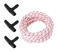 15m Recoil Starting Rope Kit with 3 Starter Handles - Polyester Lawn Mower & Chainsaw Pull Cord, 4.0mm Diameter, Compatible for CFM and Other Small Engine Equipment