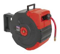 15m Retractable Air Hose Reel - 3/8" BSPT Inlet & Outlet Reinforced Braided PVC