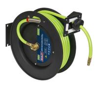 15M Retractable Air Hose - Steel Reel - 3/8" Bsp Inlet - 10mm Hi-Vis Tpr Hose