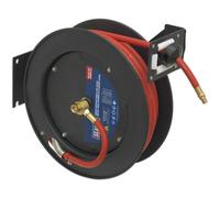 15m Retractable Air Hose - Steel Reel - 3/8" BSP Inlet - 10mm Rubber Hose