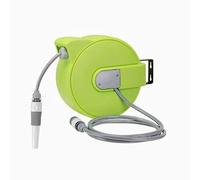 15M Retractable Garden Hose Reel, 1/2 Inch x 50 ft + 6 Wall Mount with Automatic Fast Rewind System