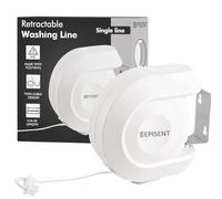 15m Retractable Washing Line - Heavy Duty Double PVC Clothes Line for Outdoor & Indoor Use | Wall-Mounted Twin Cable Extendable Laundry Dryer String Line | Ideal for Gardens & Balconies - EPISENT