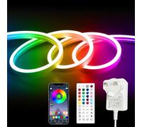 15M RGB LED Strip Light, 24V Easter Tree Neon Rope Lights with App/Remote Control, Colour Changing, Outdoor Waterproof Cuttable Silicone Strip for Bedroom TV Backlight Gaming Room Monitor DIY Lighting